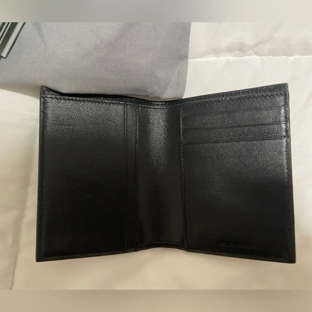 Balenciaga Black Leather Logo Wallet